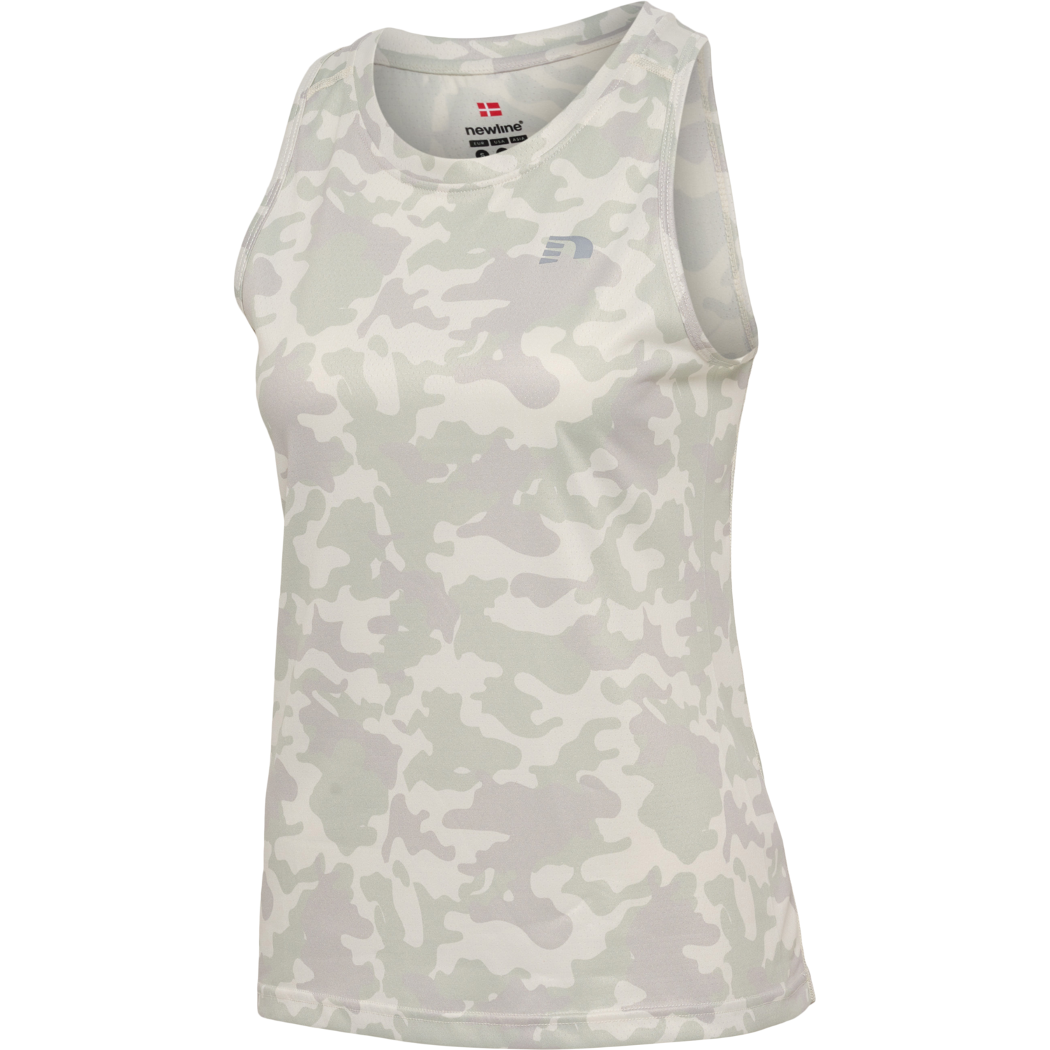 WOMEN RUNNING SINGLET, OYSTER MUSHROOM AOP, packshot